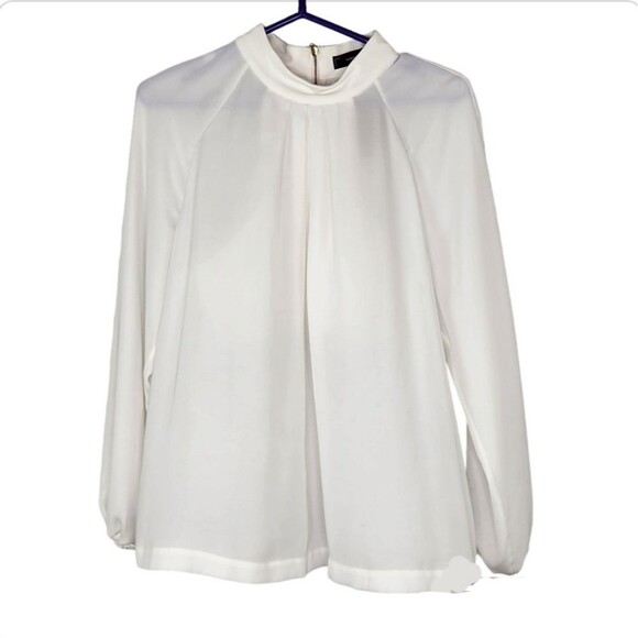 Robert Rodriguez White High Neck Chiffon Blouse with Built-in Halter Bra MED - Picture 1 of 12